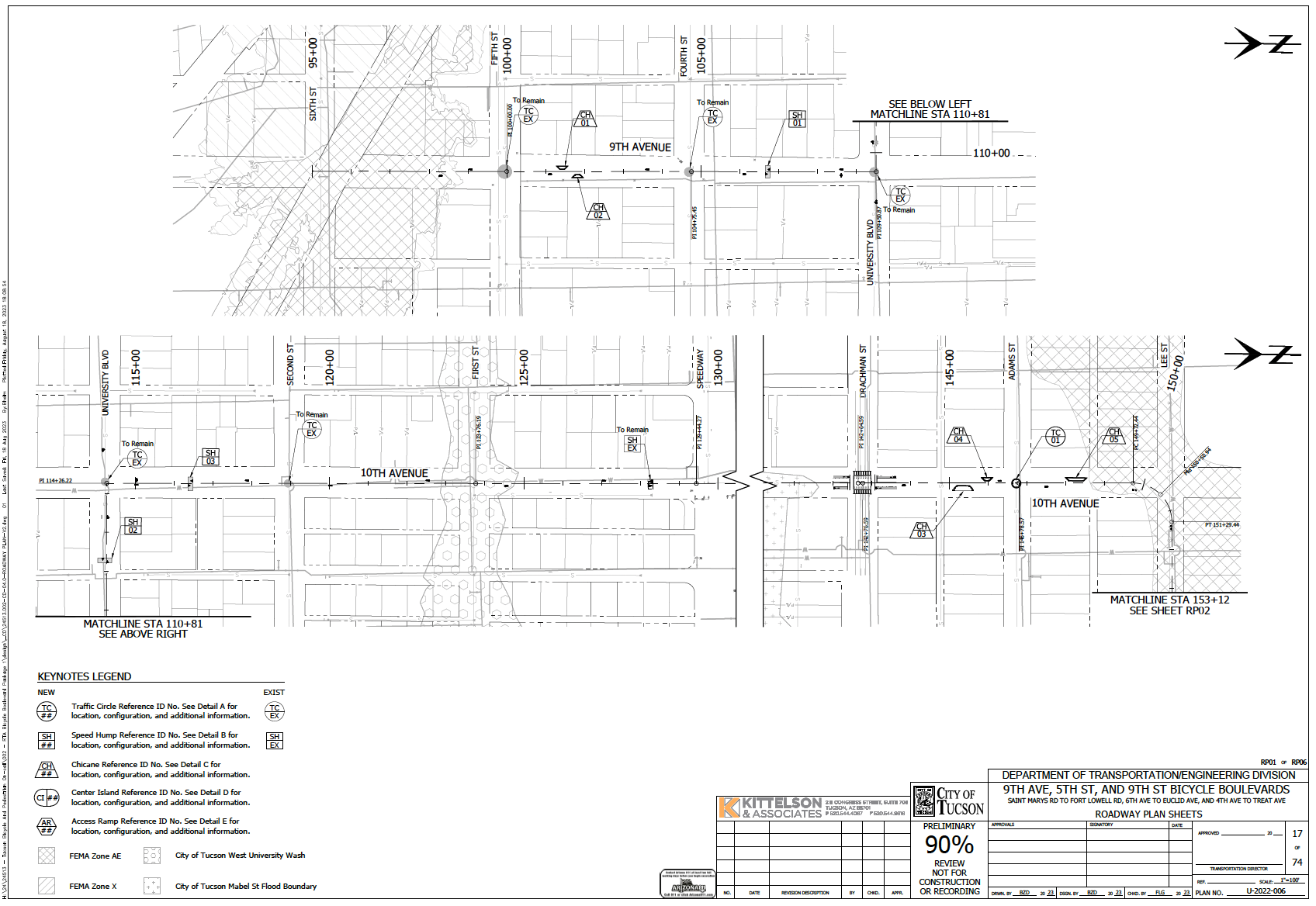 Architectural drawing of 9th and 10th Ave bikeway improvements in 2024